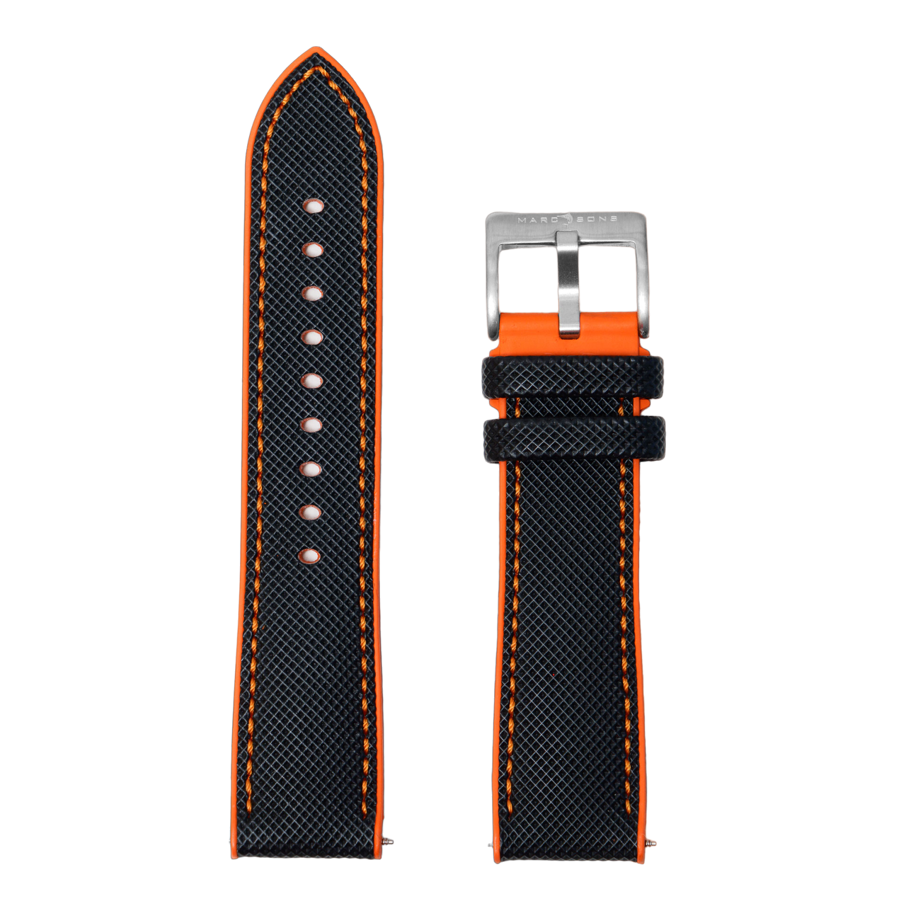 FKM rubber strap orange black 22.0 mm