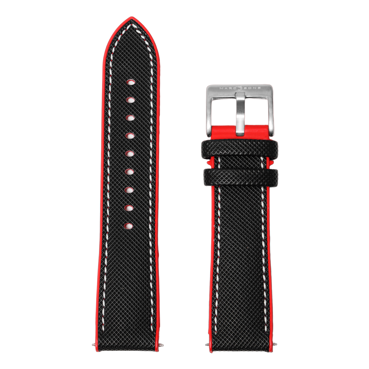 FKM rubber strap red black 22.0 mm