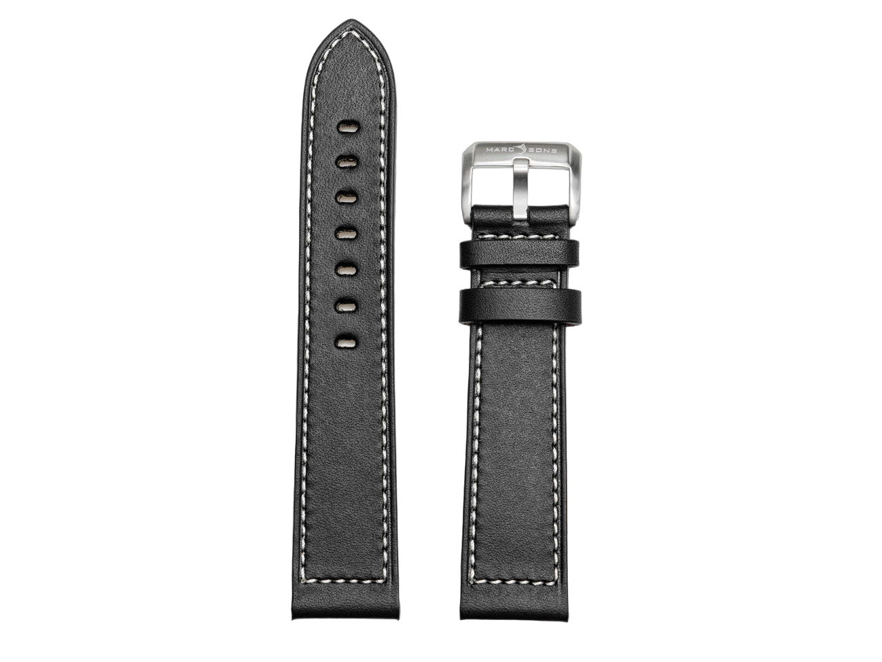Leather strap black 22.0 mm